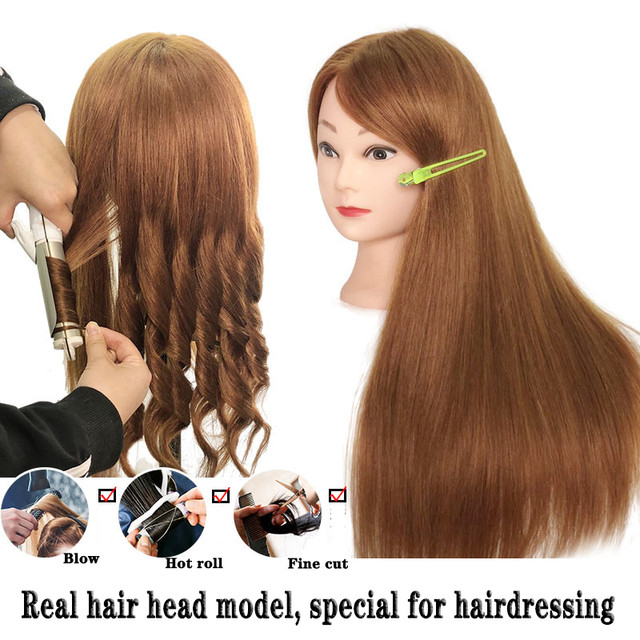 Mannequin head natural 80% human hair used for practicing hair